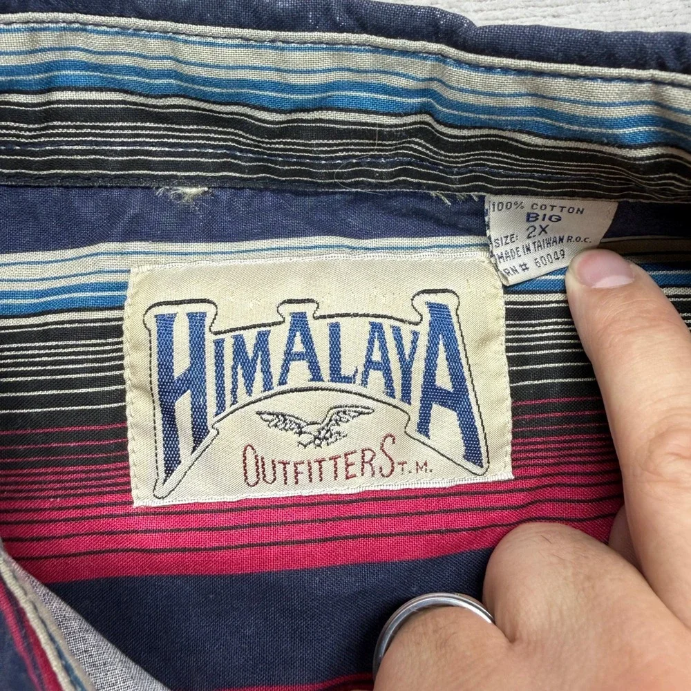 Vintage Himalaya Outfitters Shirt Men's Big 2XL‎ Button Down Multi Color Striped